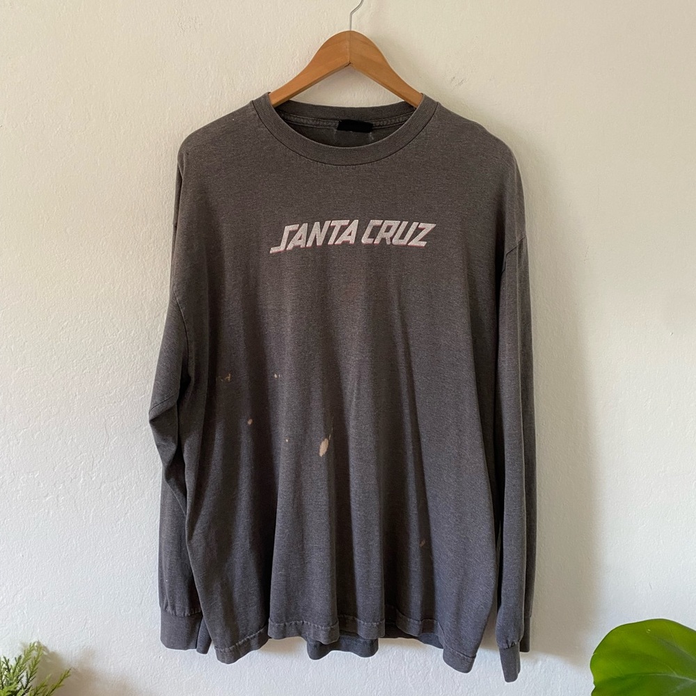 Vintage NHS Santa Cruz Skateboards Thrashed Bleached Long Sleeve Tee